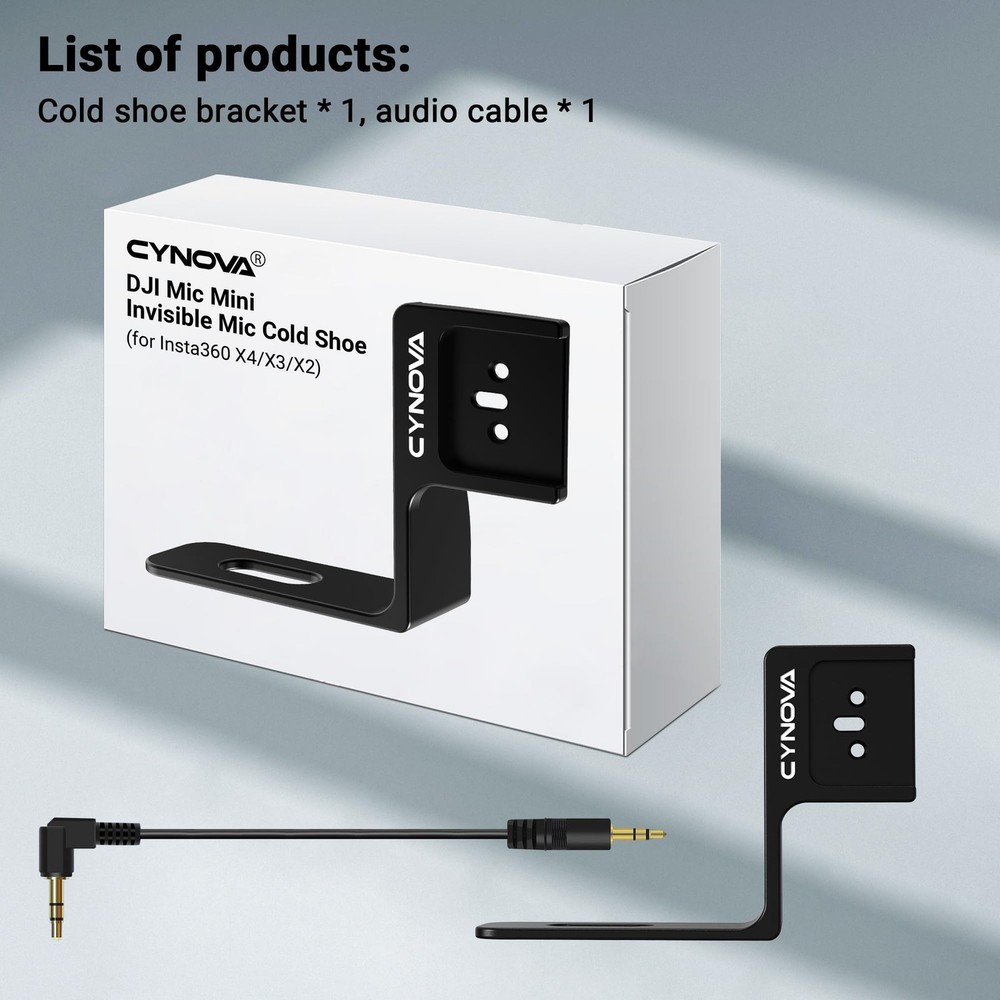 CYNOVA Insta 360 X4 DJI Mic Mini Mount, Invisible Bracket for Black