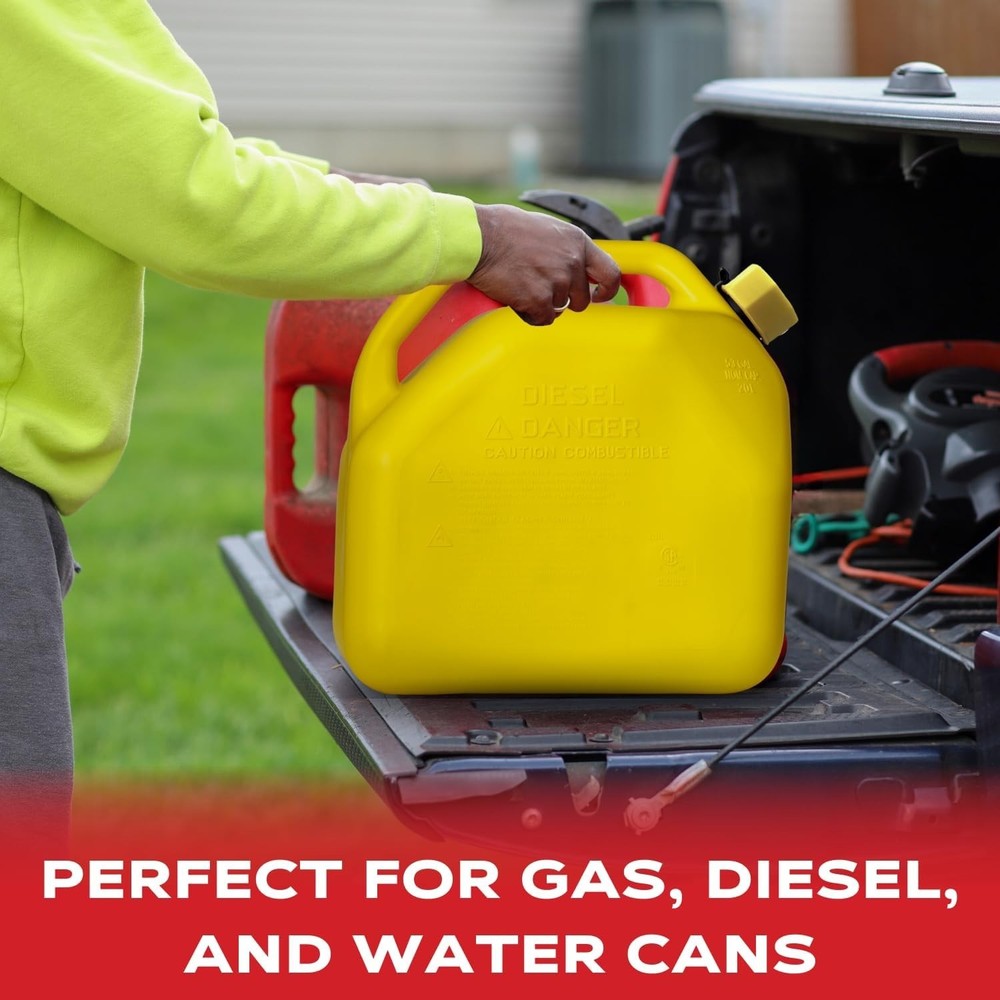 Solid Base Replacement Gas Can Cap - Yellow Coarse Thread Cap to Prevent Fuel...