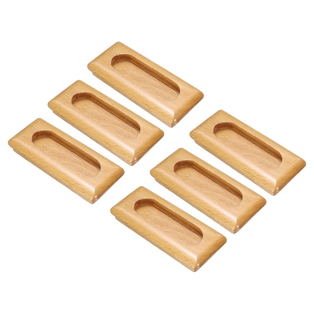 6pcs Wood Recessed Concealed Handle 4.33"x1.93"x0.71" Painted Pulls Rectangle