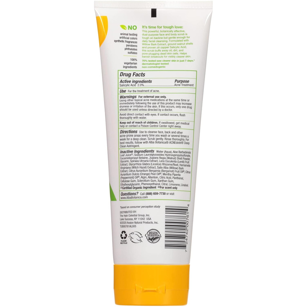 Natural Acnedote Face & Body Scrub, 8 Fl Oz