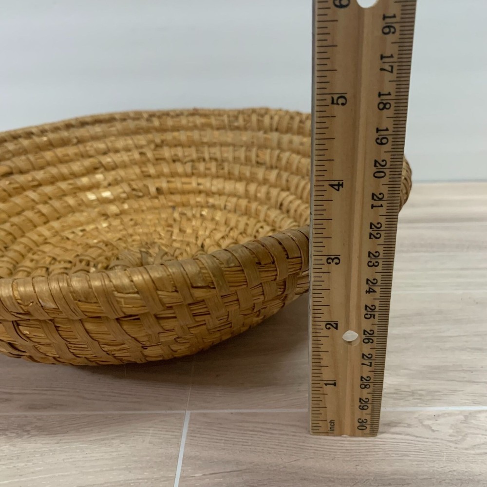 Vintage Handmade Round Basket Boho Decor