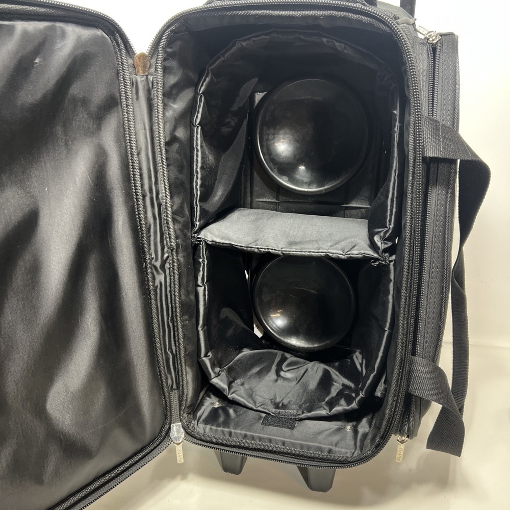 Pyramid Path Premium Deluxe Double Roller Bowling Bag Black/ Black