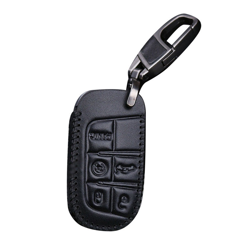 Key Case With Keychain Car Keychain Button Cover Leather