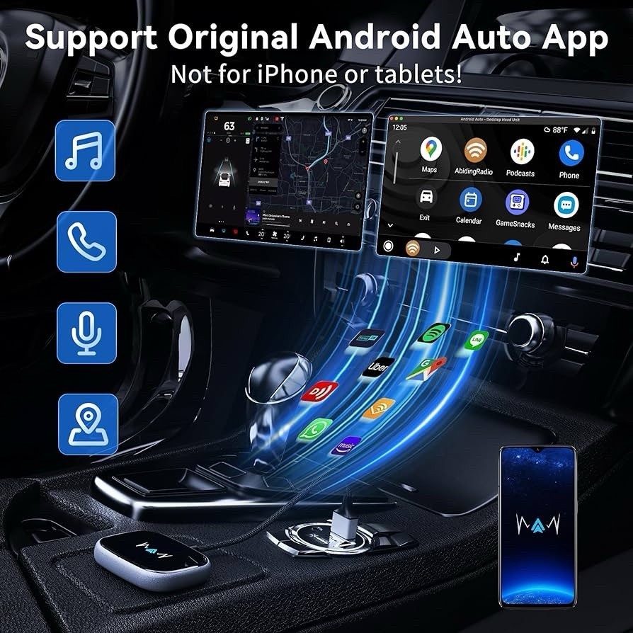 Android Auto Wireless Adapter, Wireless Carplay Adapter, Latest NFC Touchscreen