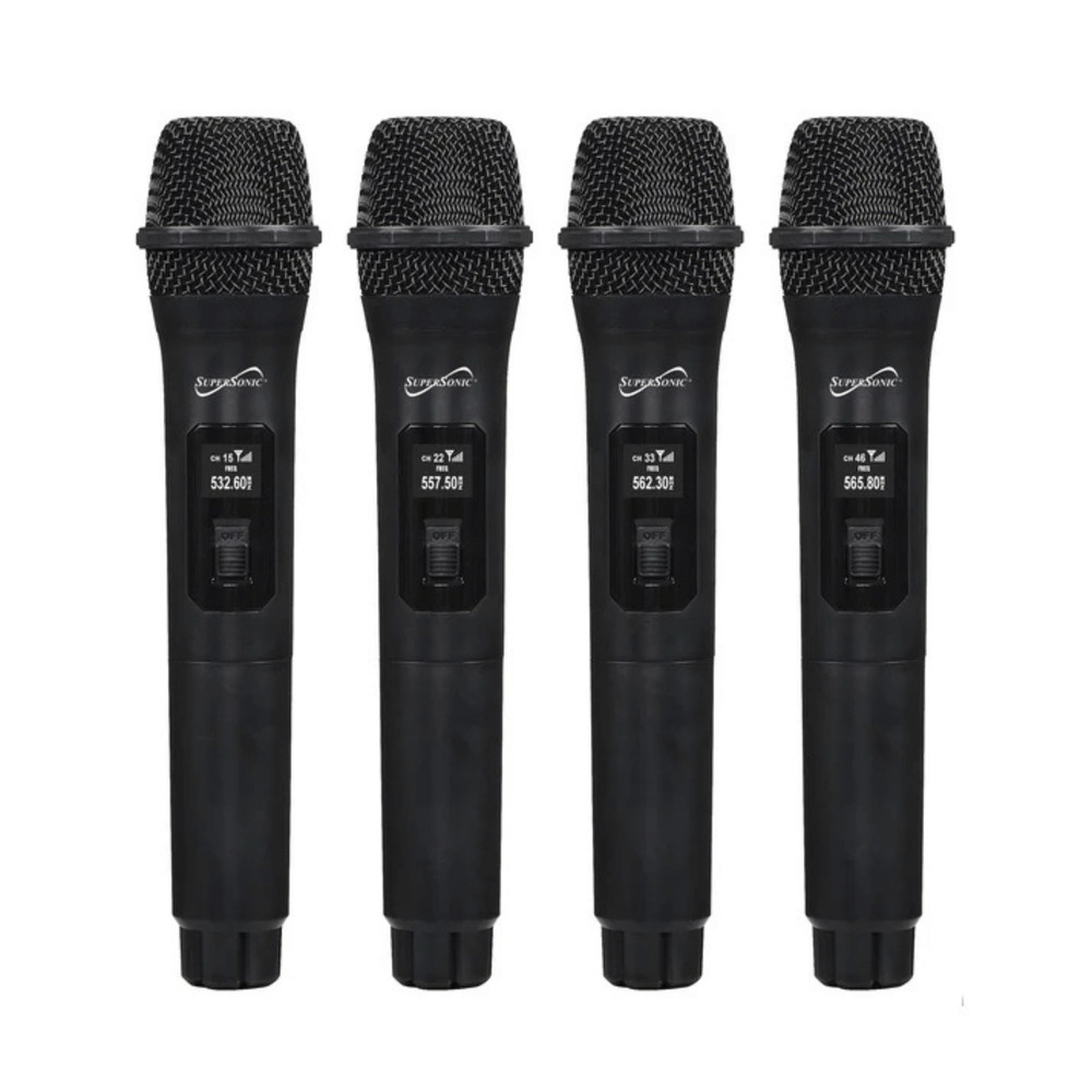 Supersonic 4 Channel 2.4G Wireless Microphone System with Transmitter and Mics