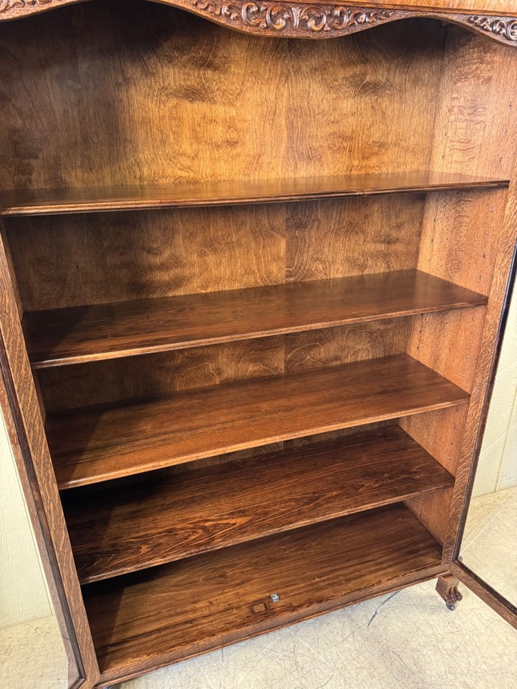 Antique Oak Two-Door Bookcase