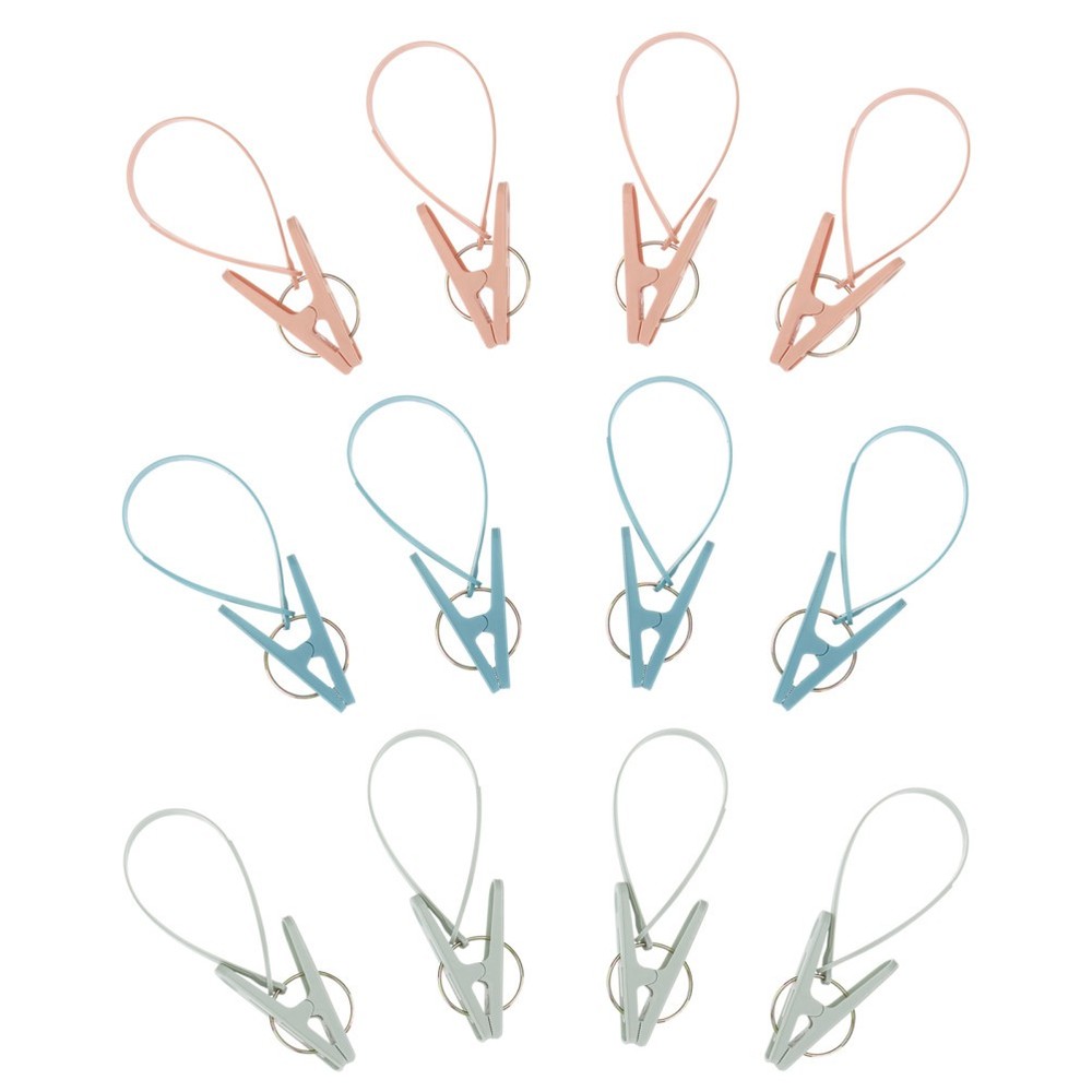 12 Pcs Clothes Pegs Laundry Clothespin with Hanging Loop Clips for