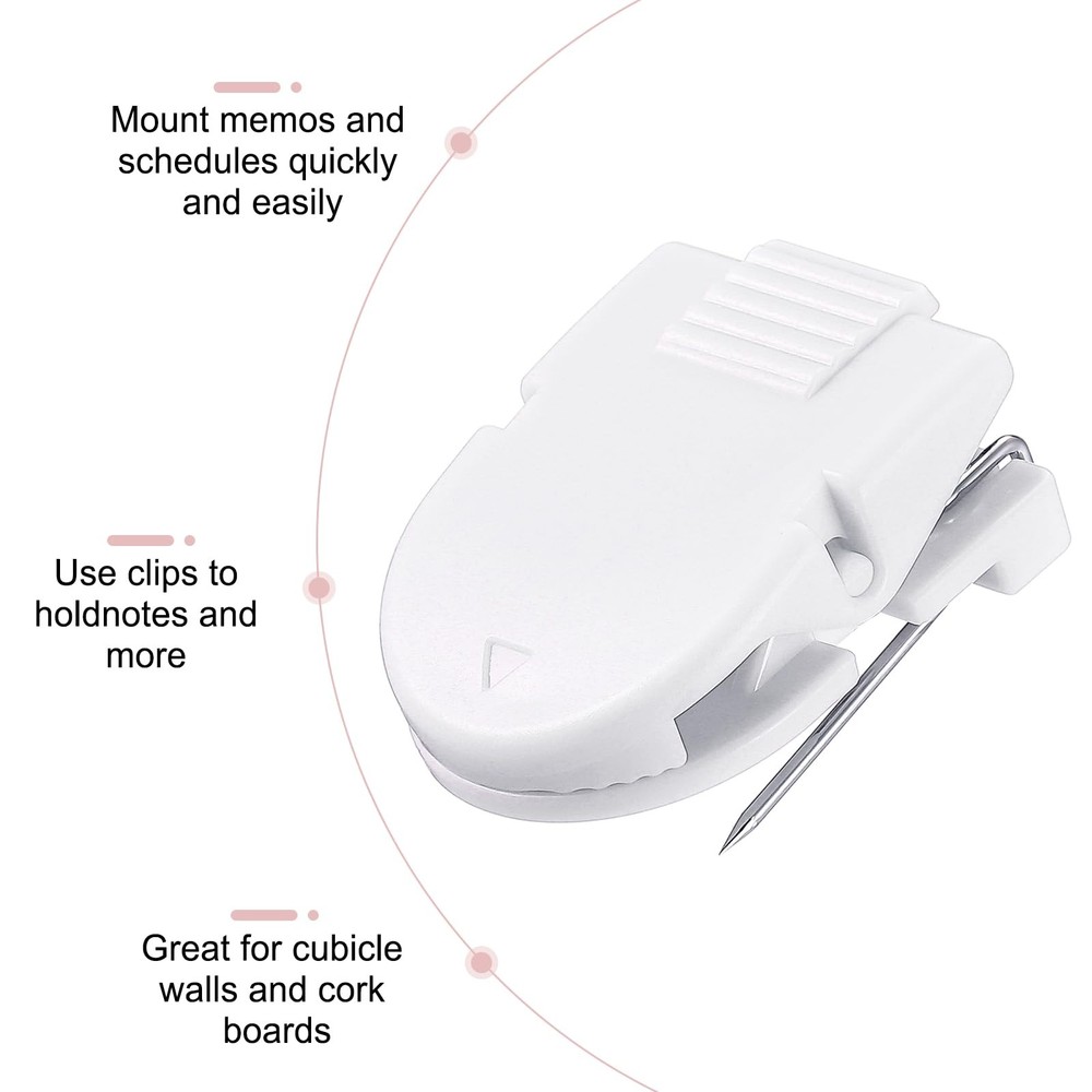 15 PCS White Cubicle Clips Fabric Partition Panel Wall Hooks Notes Memos Pins
