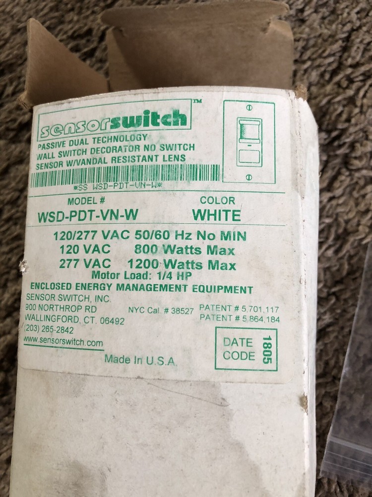 SENSOR SWITCH WSD-PDT-VN-W OCCUPANCY SENSOR PASSIVE DUAL TECHNOLOGY 120, WHITE