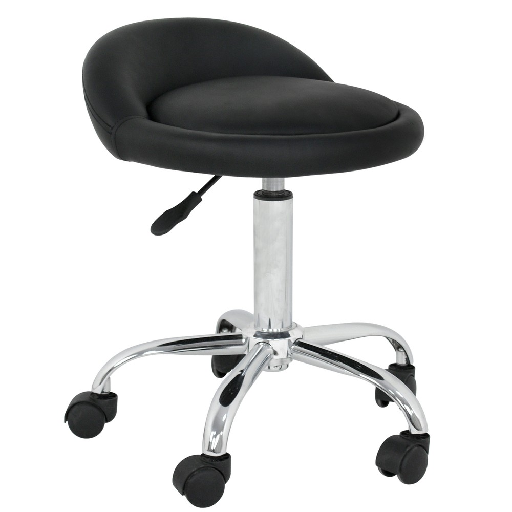 Set of 4 Hydraulic Adjustable Rolling Swivel Stool Spa Stools Open Back Chairs