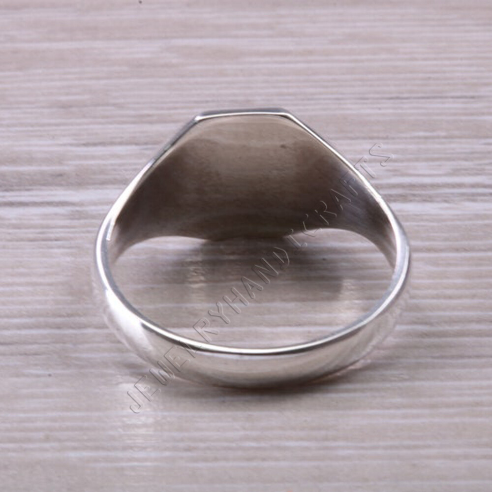 Octagon Signet Ring, Plain Solid 925 Sterling Silver Personalized Gift Ring