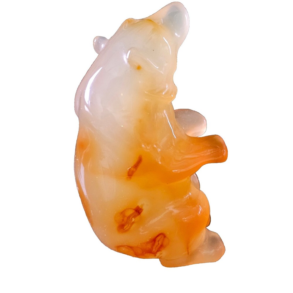Bear Carved Carnelian Translucent Self Confidence Gemstone