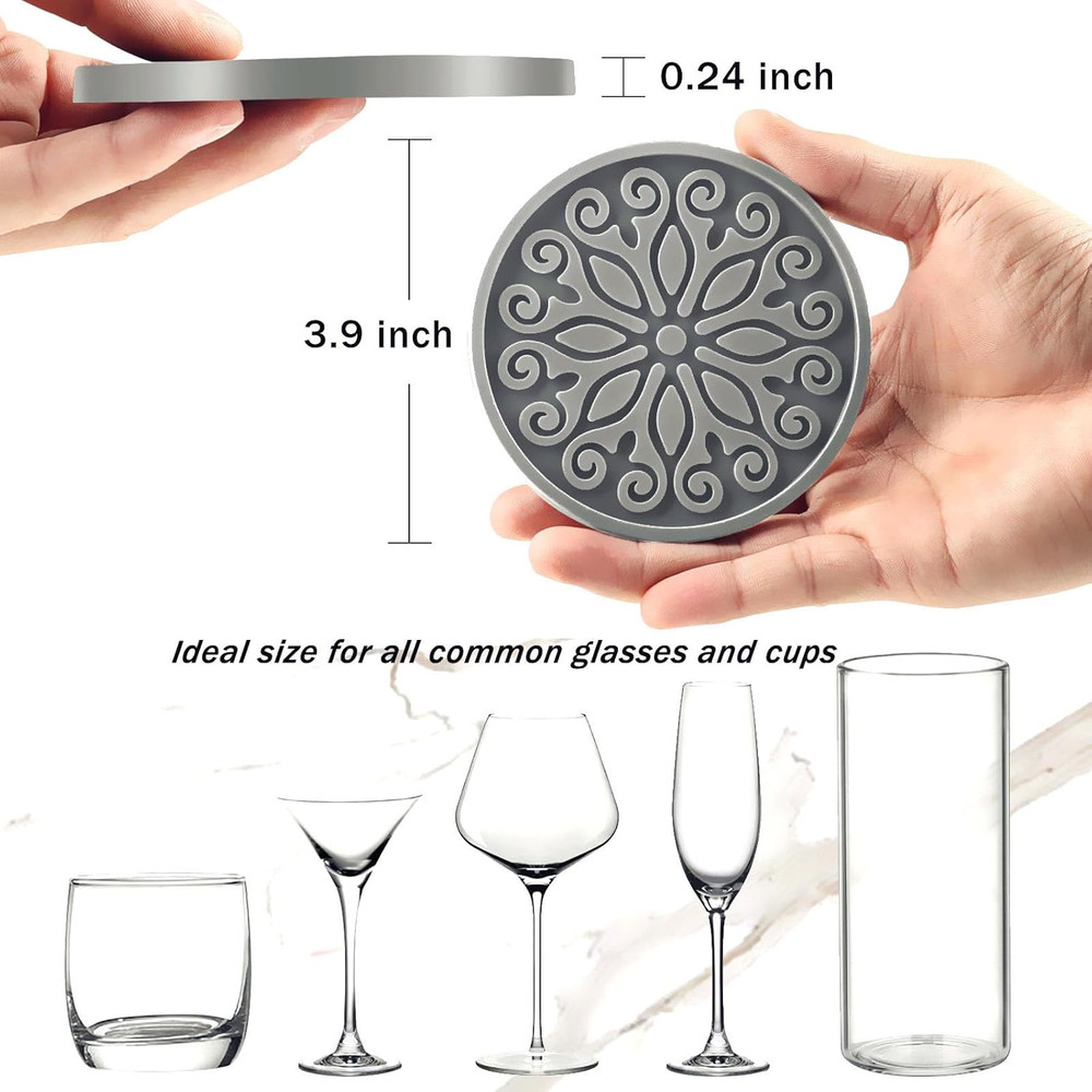 Silicone Coasters for Drinks,Resistant Reusable Drink Coasters-Great Gift for Bi