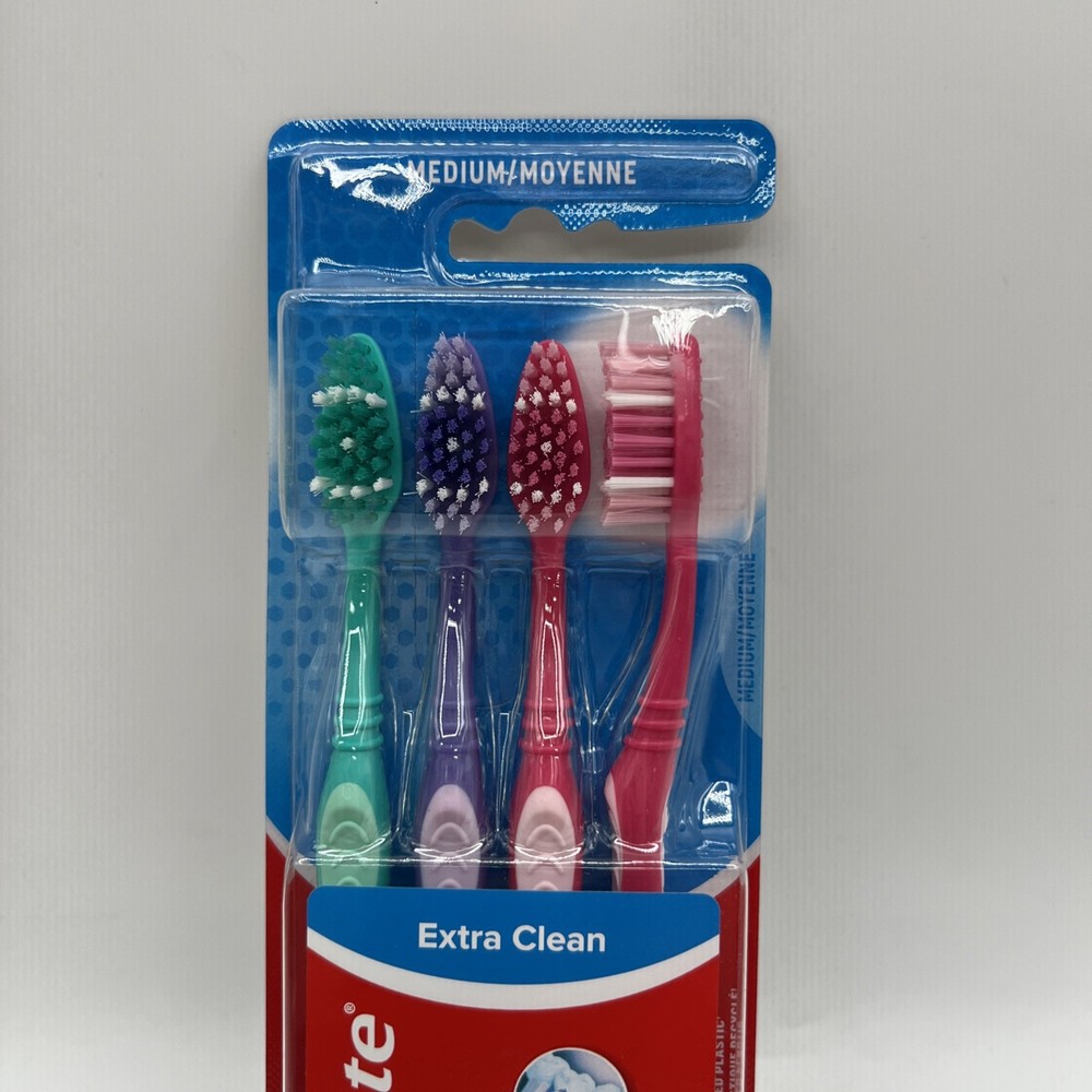 Colgate Extra Clean Full Toothbrush with power bristles Medium 4 Count 2 Pack