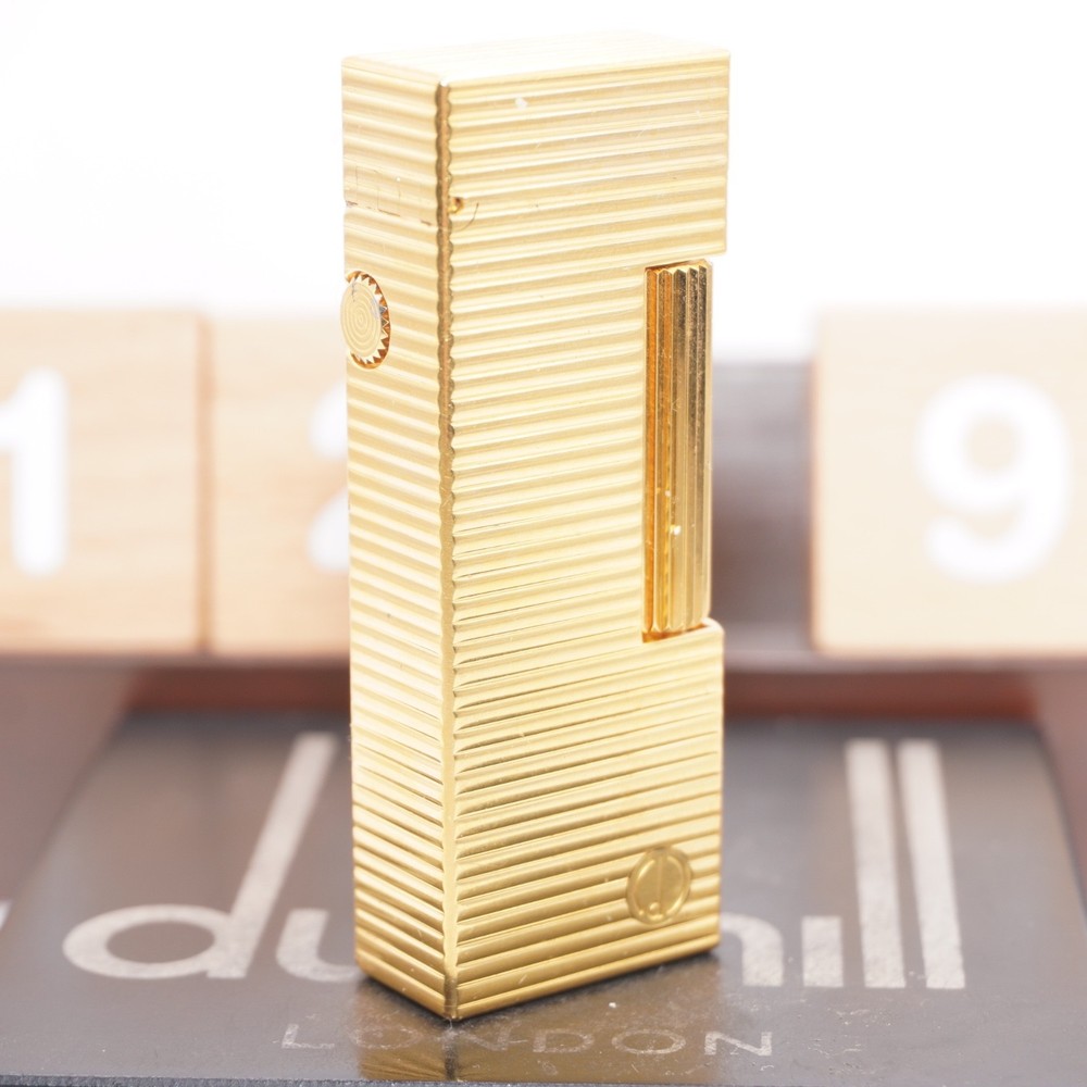 Dunhill Lighter Gold Horizontal stripe_Ultrasonically Cleaned_Working