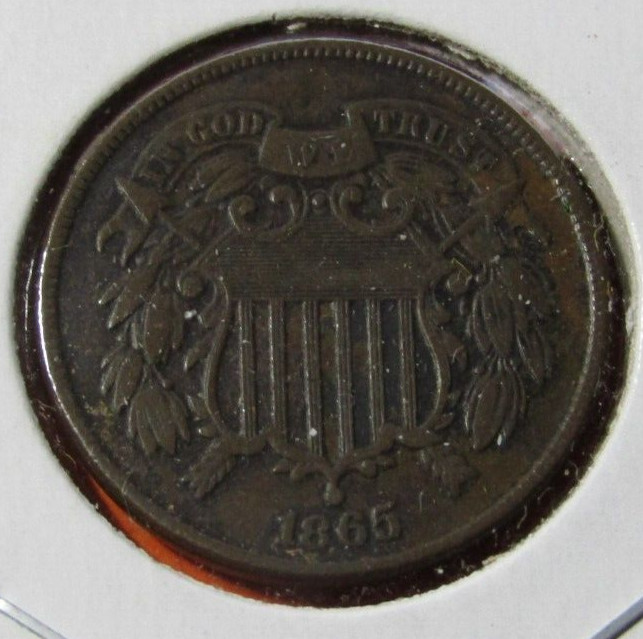 1865 2C Two Cent Piece #93 Fancy 5 - AU