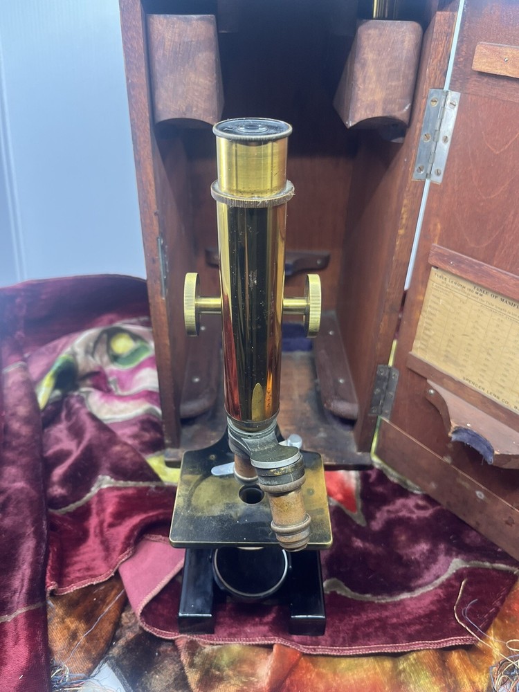 ANTIQUE BRASS BAUSCH & LOMB MICROSCOPE IN BOX