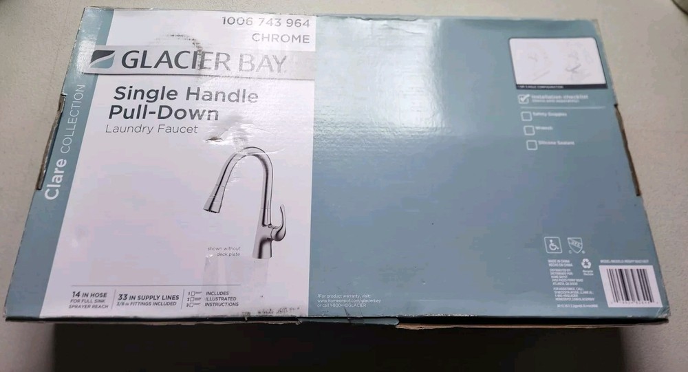 Glacier Bay Clare Single Handle Pull Down Laundry Utility Faucet in Chrome