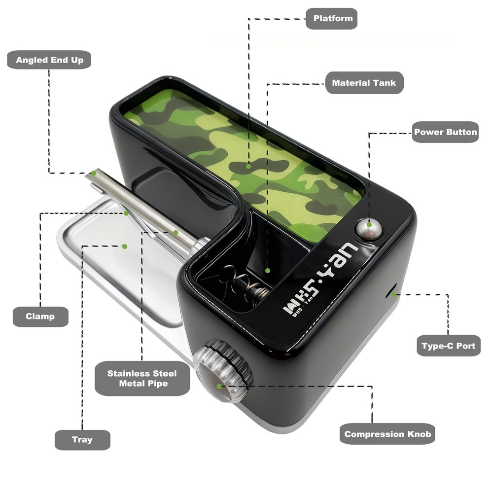 Cigarette Rolling Machine, Automatic USB-C & Battery Powered, Adjustable Dens...