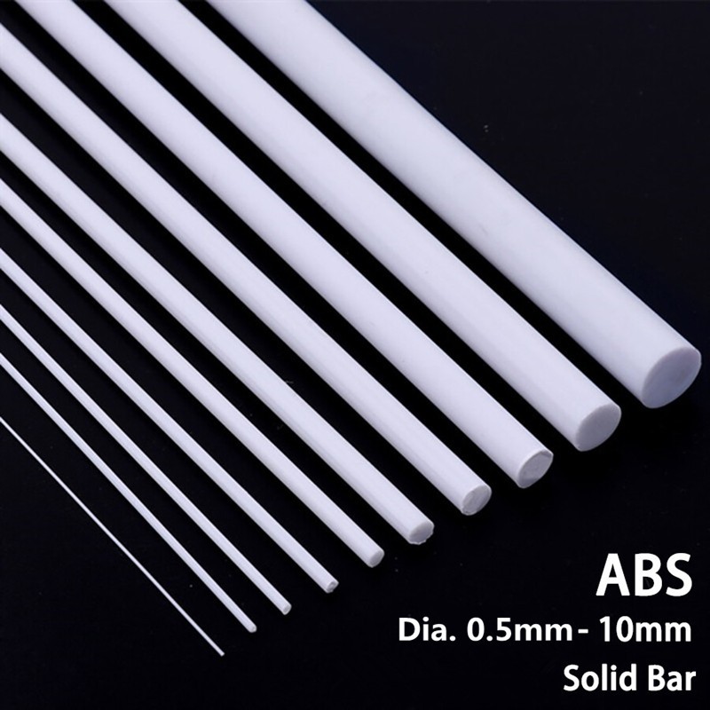 250mm/500mm Long White ABS Styrene Plastic Round Solid Rods Diameter 0.5mm-10mm