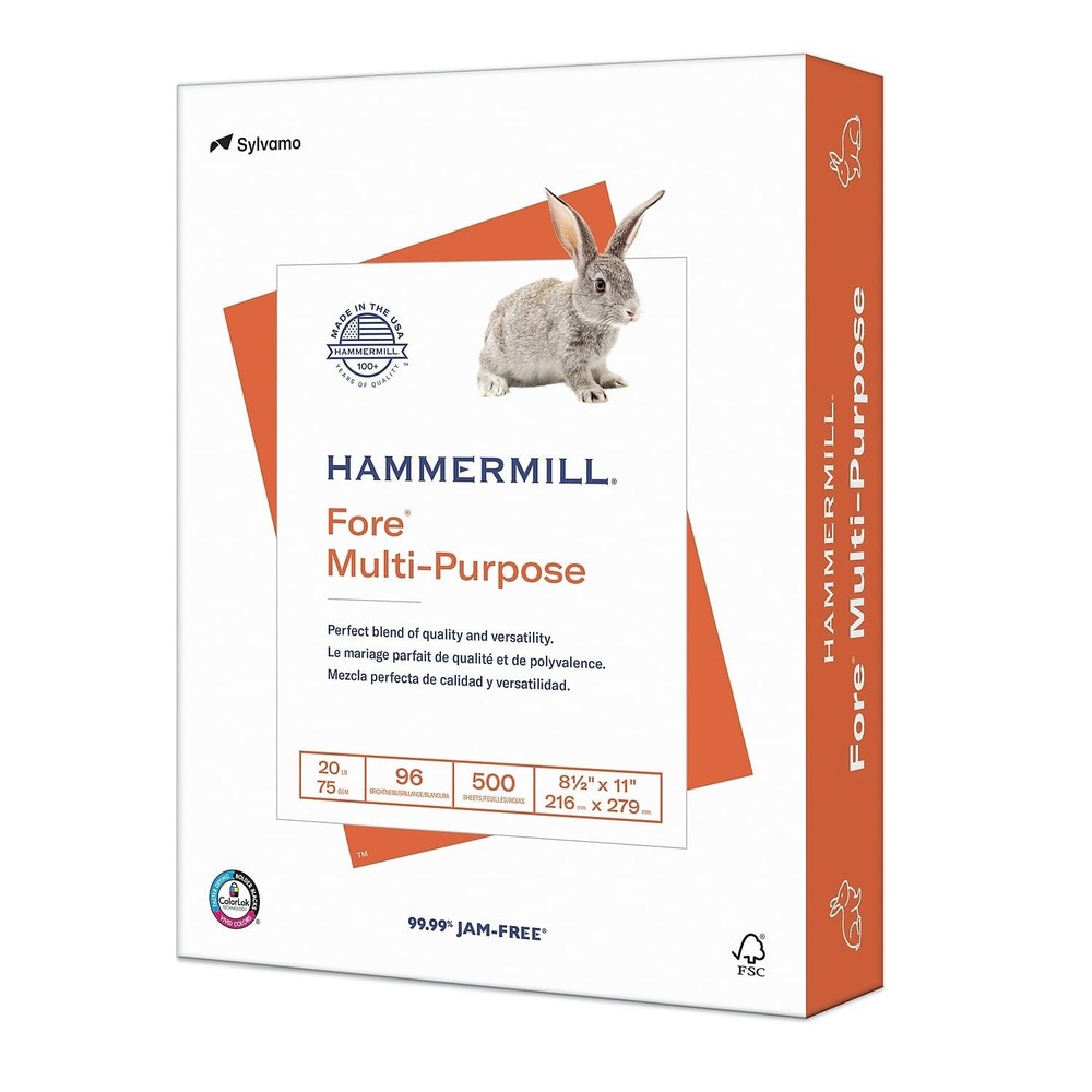 Hammermill Printer Paper, Fore Multipurpose 20 lb 1 Ream | 500 Sheets, White