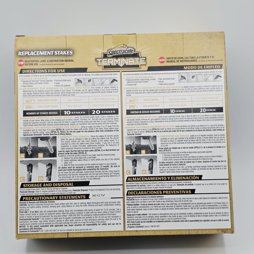 Terminate Termite Killing Stakes (5-Count) Trap Bait Insect Killer Bug Home Pest