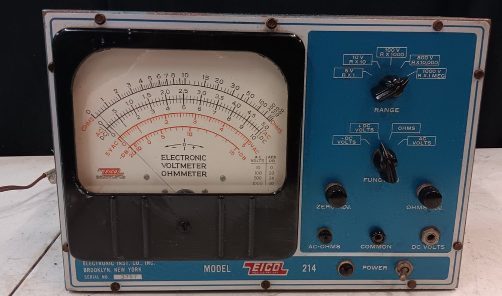 Vintage EICO Electronic Voltmeter Ohmmeter Model 214