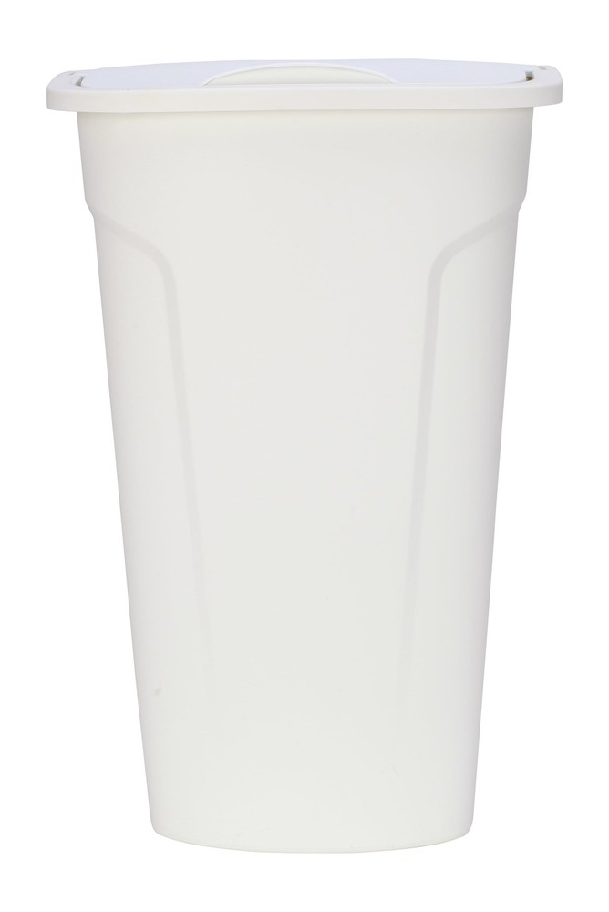 11 Gallon White Lift Top Kitchen Trash Can, Plastic