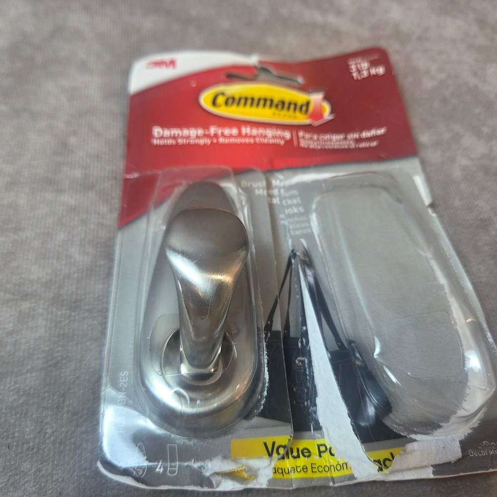 3M Command Hook Bundle Brushed Nickel Clear Wire Hooks Mini Clips Adhesive Strps