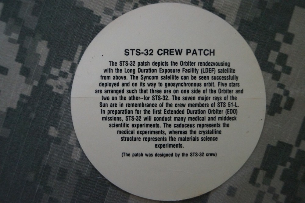 NASA STS-32 Mission Decal Space Program Shuttle Columbia LDEF Long Duration Expo