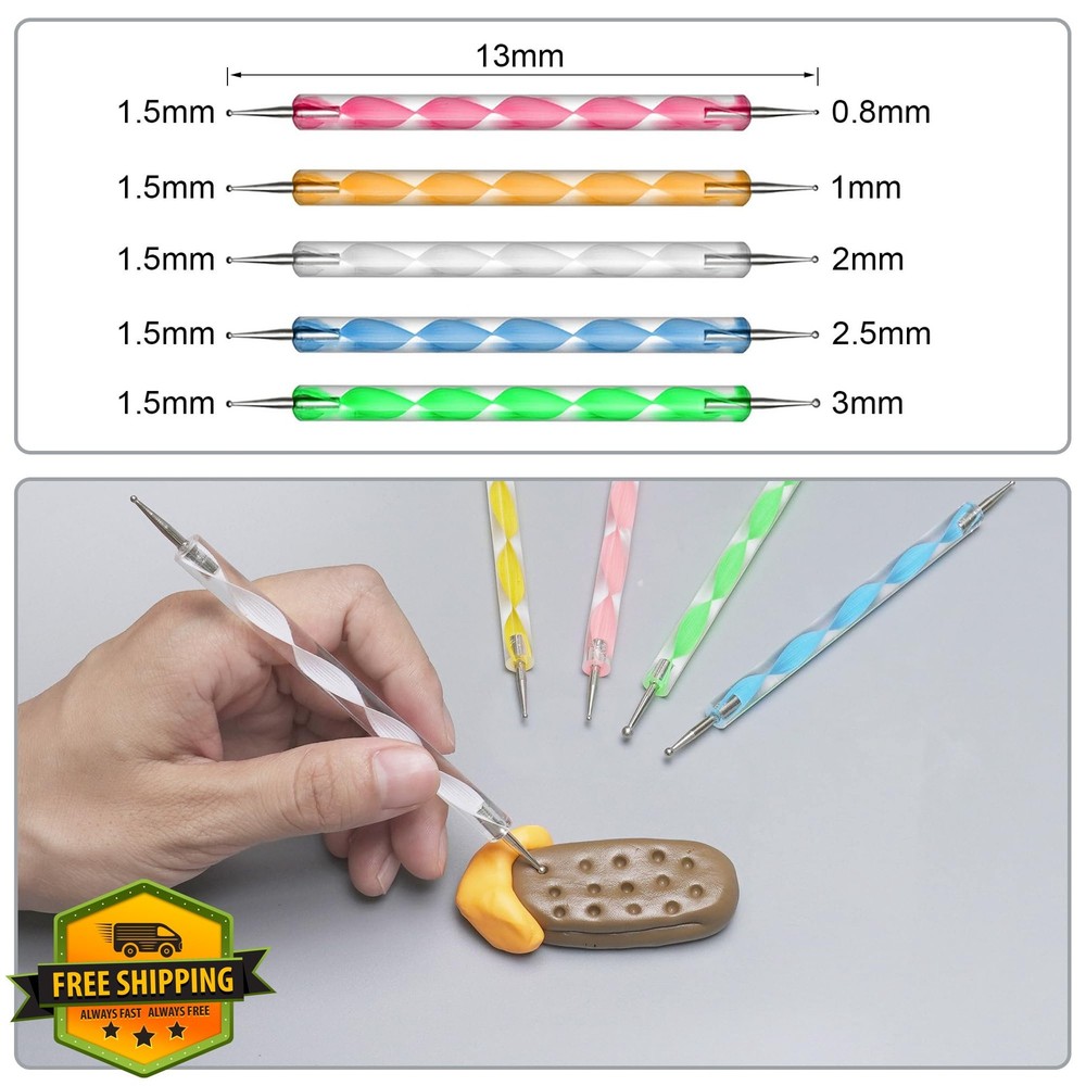 14pc Polymer Clay Tools Acrylic Roller Rolling Pin Slicer Kit