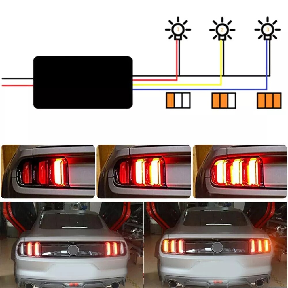 2X 3-Step Sequential Flow Semi Dynamic Chase Flash Tail Light Module Boxes USA