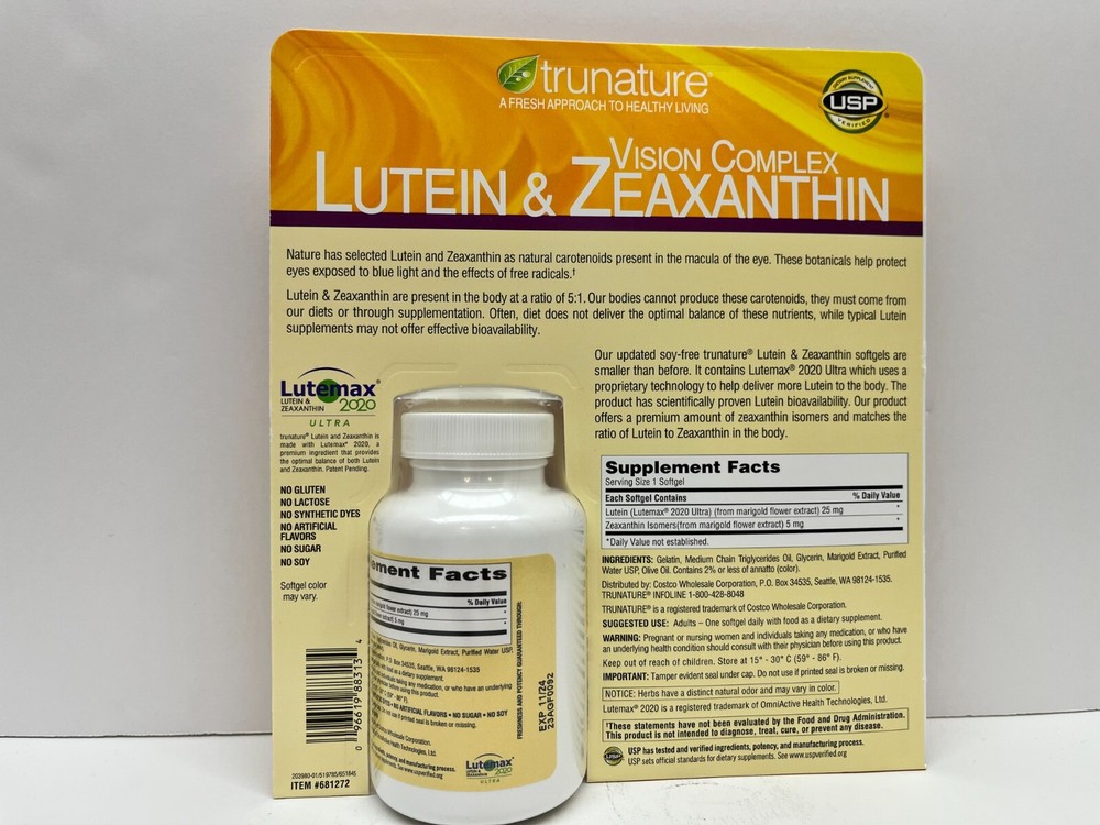 Trunature, Lutein & Zeaxanthin Vision Complex, 140 SOFTGELS.