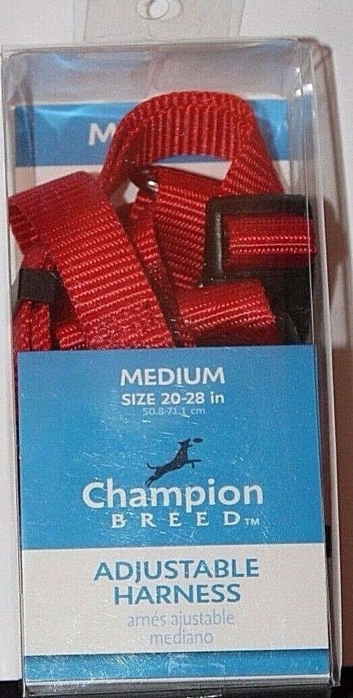 Champion Breed Adjustable Harness Medium Dogs 20-28" in RED CB40043