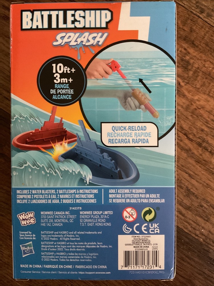 Hasbro Battleship Splash Game Pool Water Activity 10’ Range Ready, Aim, Sink