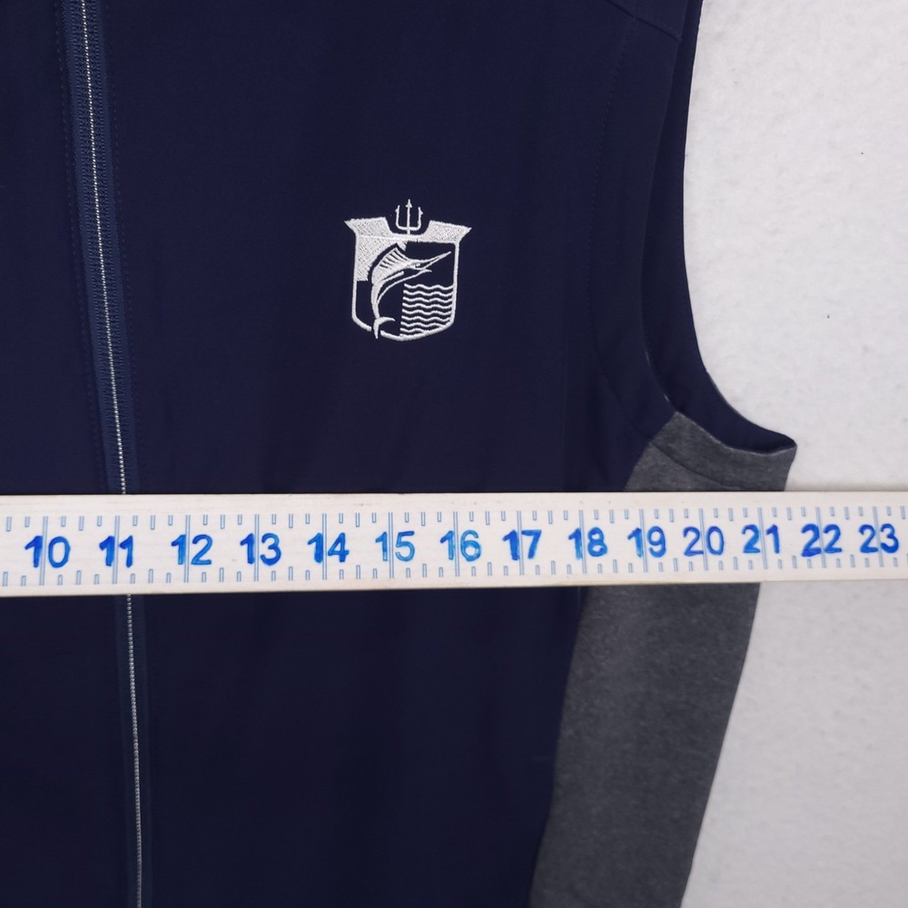 Zero Restriction Vest Mens M Navy Blue Full Zip Golf Marlin Crest Performance