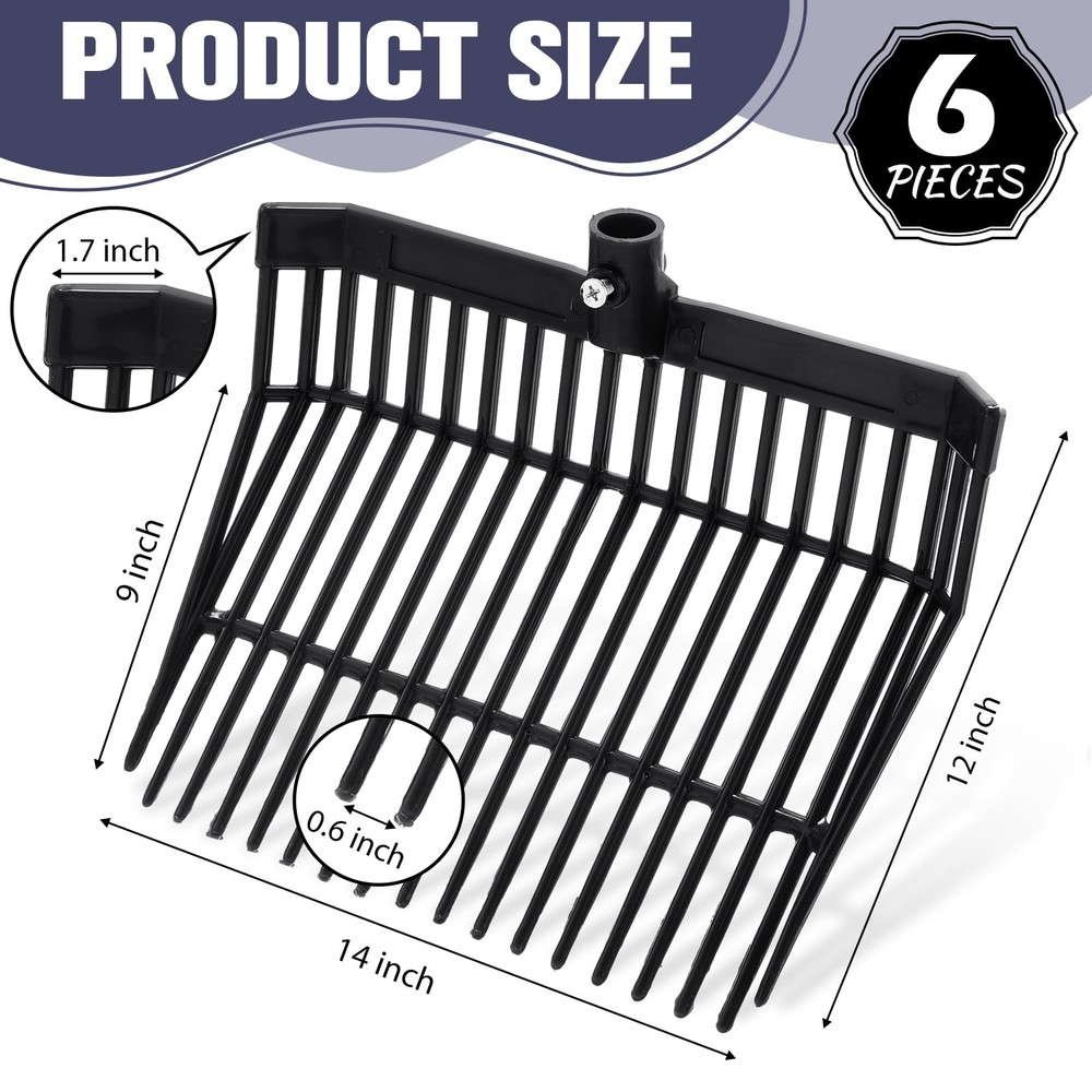 Manure Fork Replacement Head, 18 Tines Pitchfork with Screws & Nuts, Black
