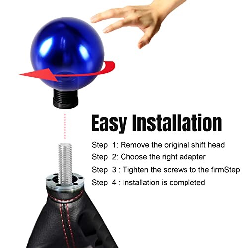 Universal Round Ball Gear Shift Knob,Chrome Finish Aluminum Shifter Knobs Blue