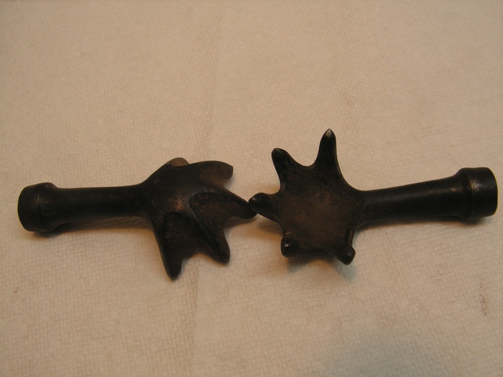 Vintage Antique Wrought Iron Fireplace Fire Pit Tool replacement ends paws, Coal
