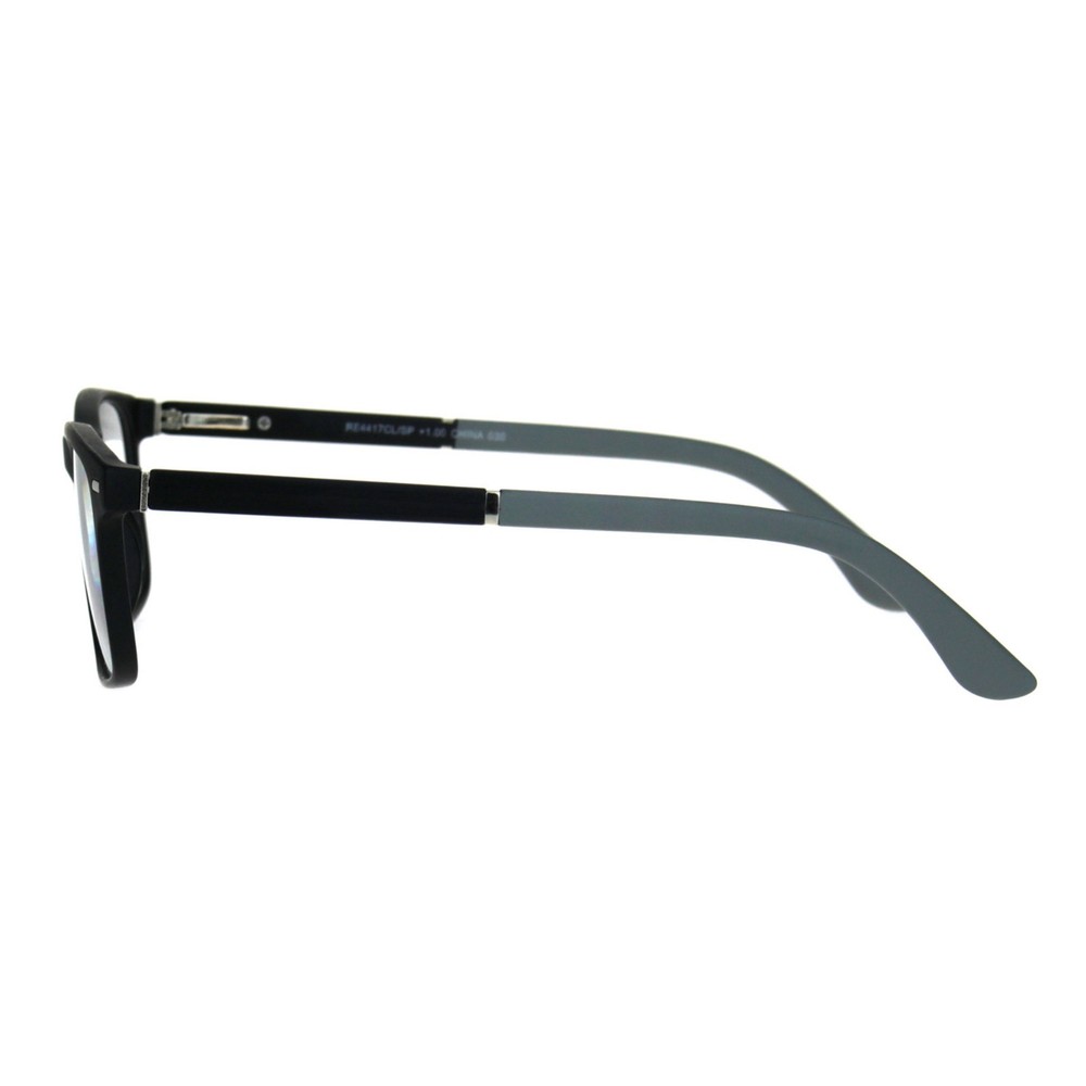 Magnified Reading Glasses Clear Lens Matte Finish Rectangular Spring Hinge