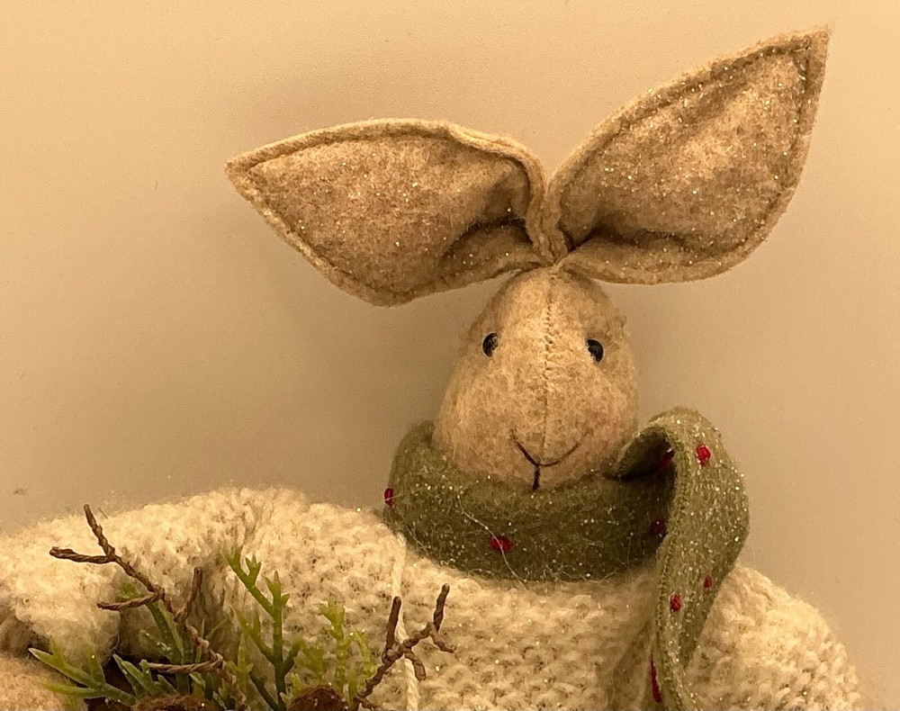 17” Bunny Rabbit Holding Reindeer Soft Craft Doll