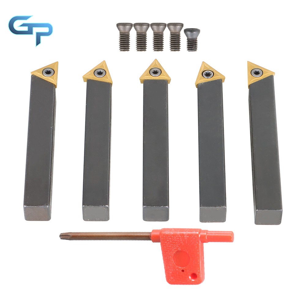 5pcs 1/2 Inch Carbide Indexable Turning Tool Lathe Tool Bit With Carbide Inserts