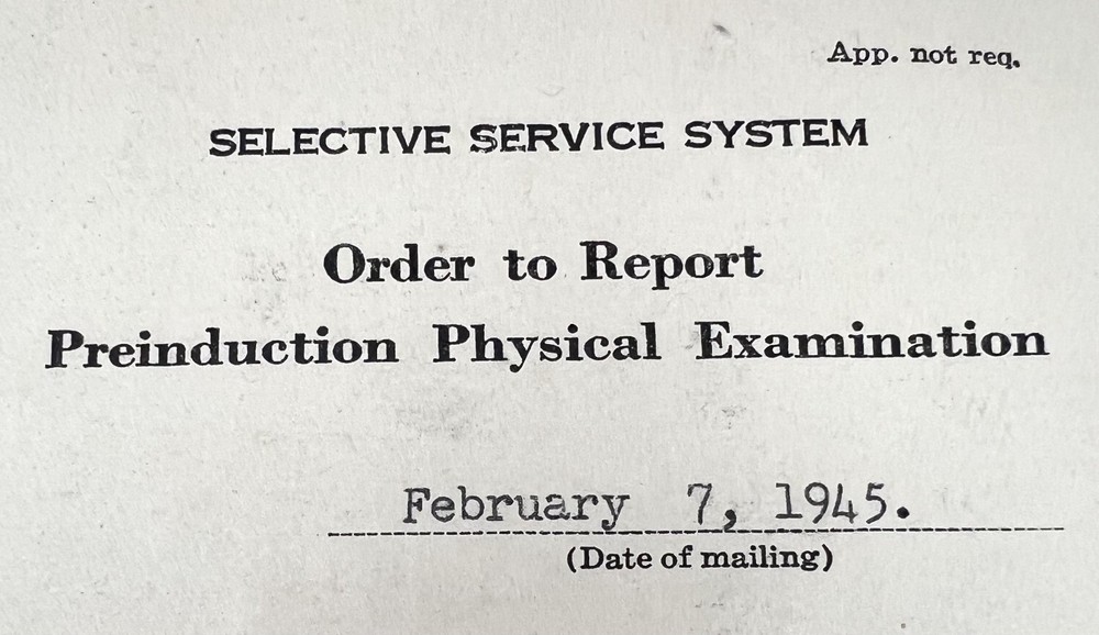 1945 Selective Service Order to Report Preinduction Physical Exam WWII Draft MI