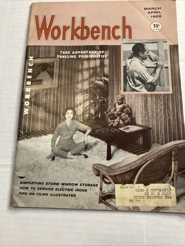 Vintage 1959 Workbench Magazine  MCM Paneling