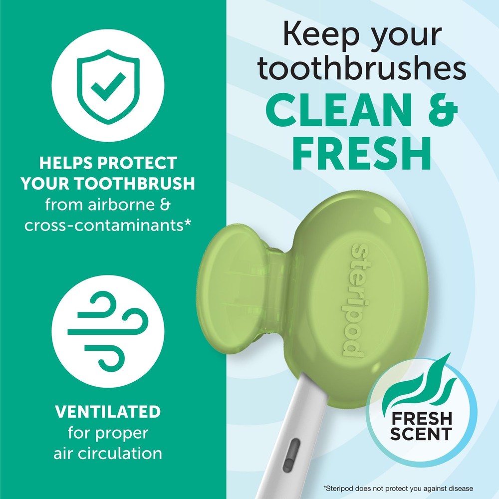 Steripod Clip-On Toothbrush Protector, Keeps Fresh and Various