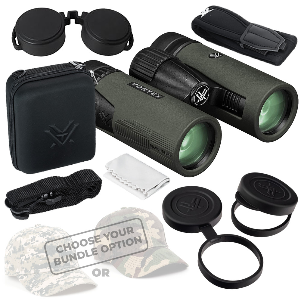 Vortex Optics DB-212 Diamondback HD 8x32 Binocular with Free Hat Bundle