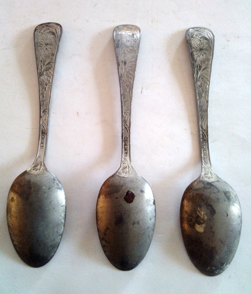 3 Teaspoons Marked SILVEROID
