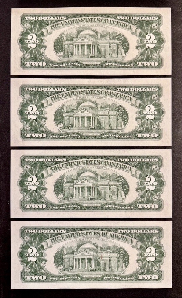 🔥GOLD SEAL ((4 CONSECUTIVE)) 1963 $2 UNCIRCULATED 🔥