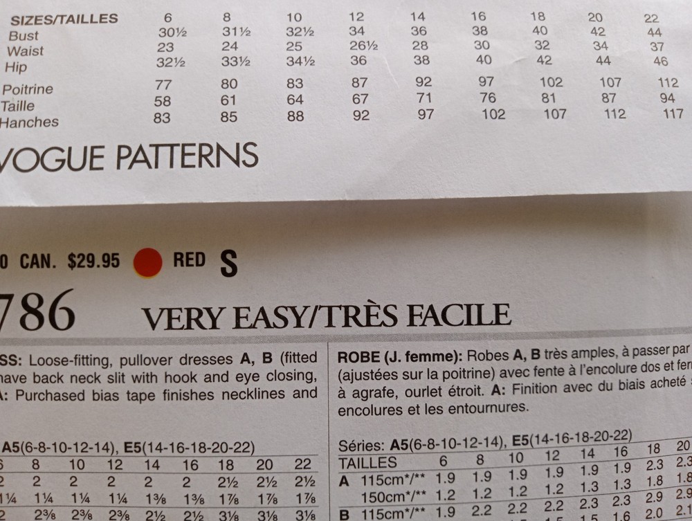 UC Dress Sewing Pattern Vogue Pullover Dress Pattern Hook Eye Closure V8786