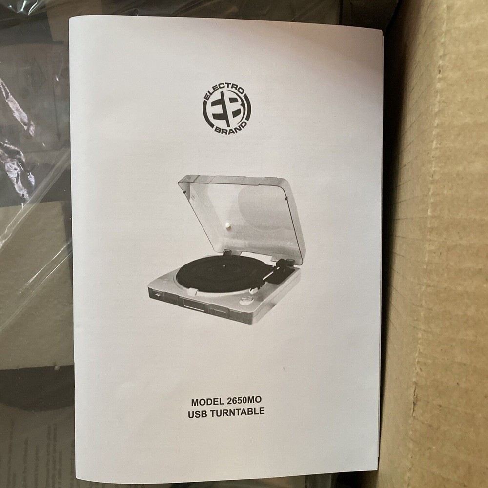 New Electro Brand USB Record Player Turntable Model 2650MO - Open Box